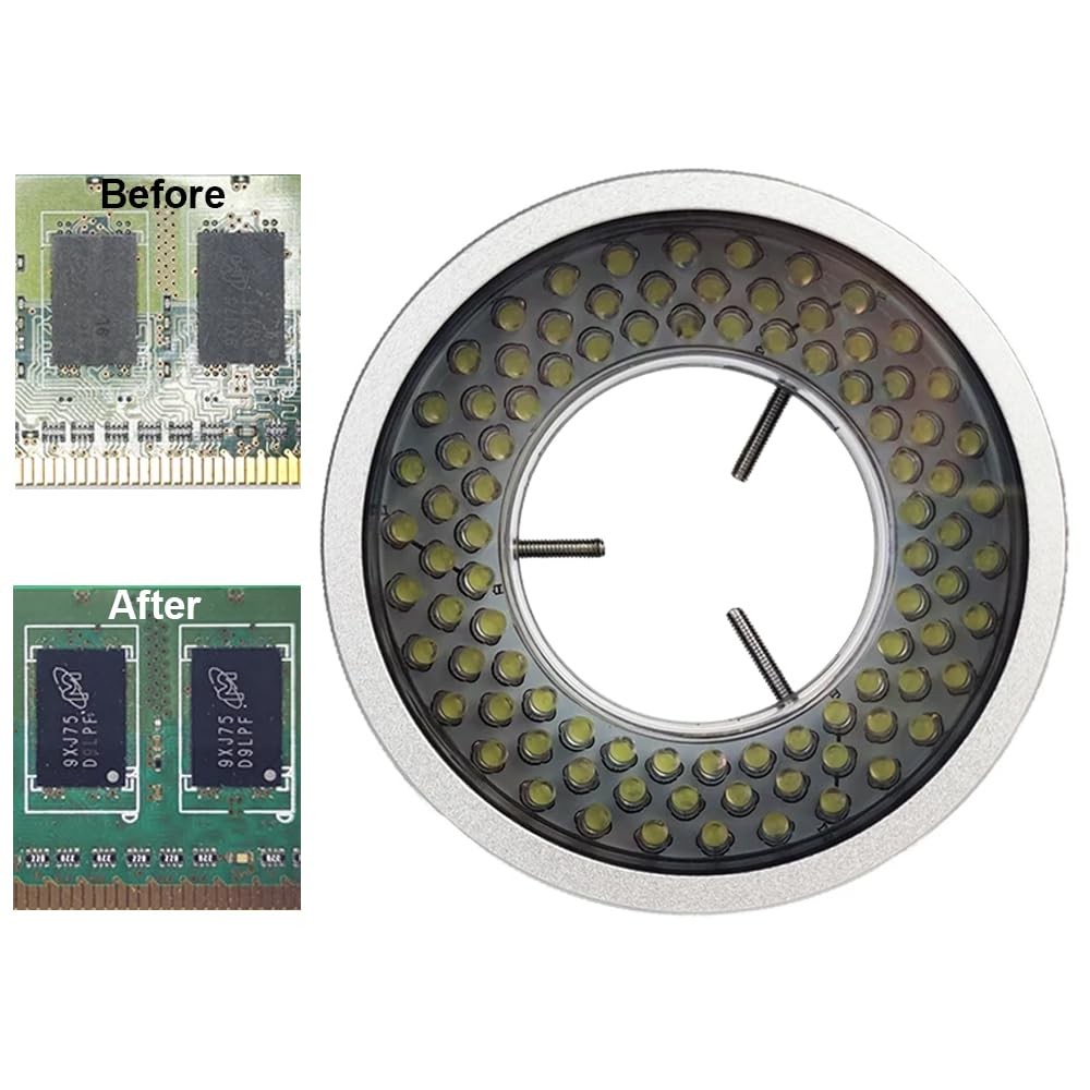 Polarized Microscope Light Anti Glare LED Ring Illuminator, USB Adjustable 96...