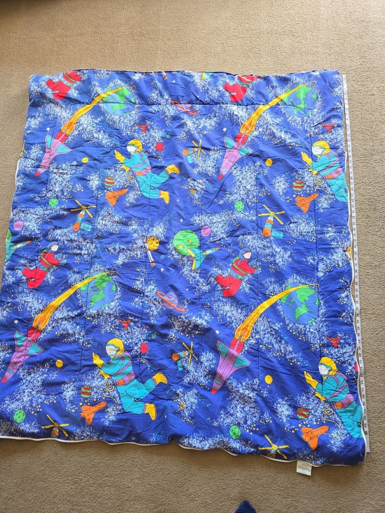 Vintage Kids Outer Space-Themed Reversible Sleeping Bag