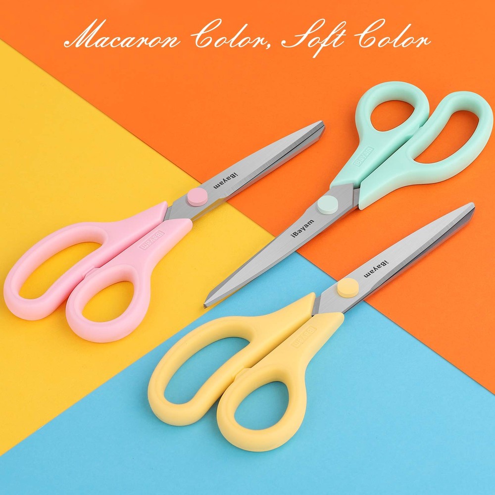 Scissors, 8" All Purpose Scissors Bulk 3-Pack, Ultra Sharp 2.5mm Thick Blade ...