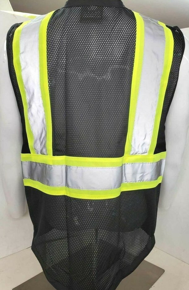 HIGH VISIBILITY BLACK SERIES Safety Vest Solid Front Mesh Back