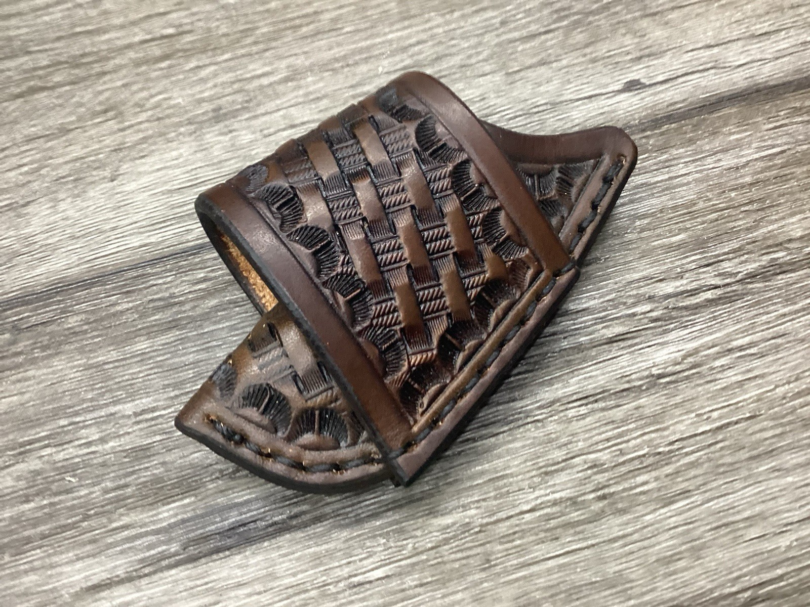 Leather Folding Knife Sheath Horizontal Mini Trapper Size(Sheath Only)