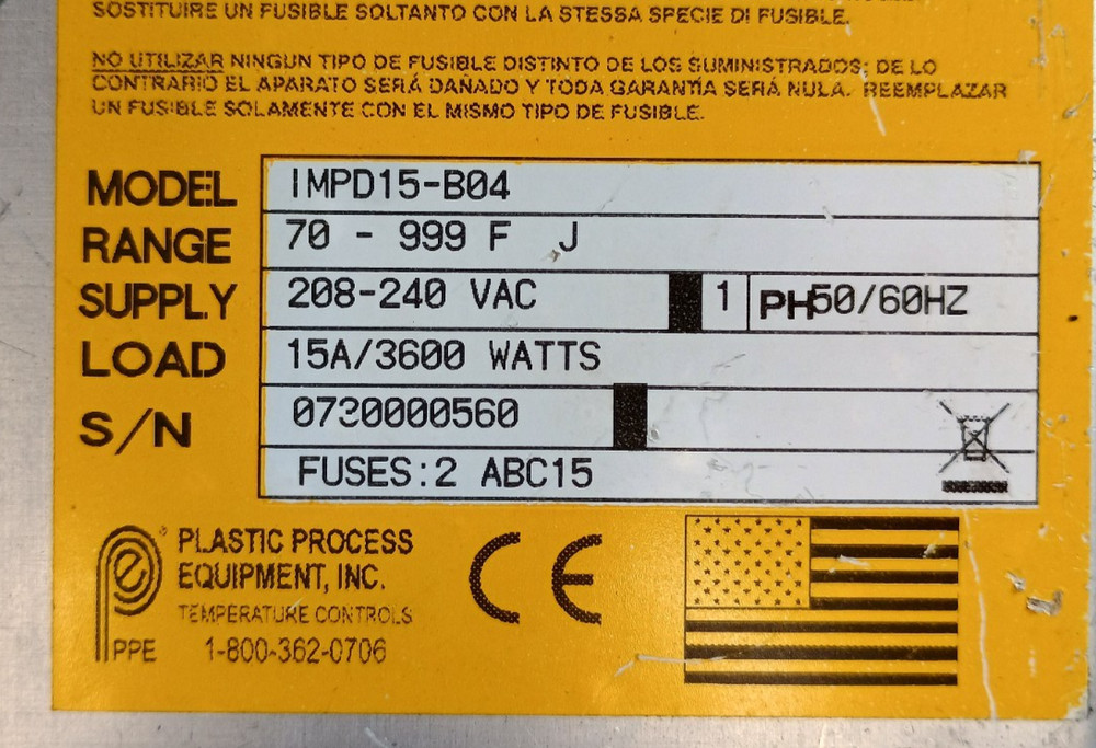 IMPD15-B04 Plastic Process Equipment Temperature Controller, Warranty ,US based
