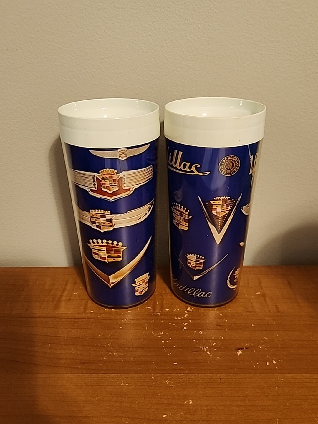 Set Of 2 Vintage Cadillac Car Themed Thermo-Serv Insulated Tumblers - American