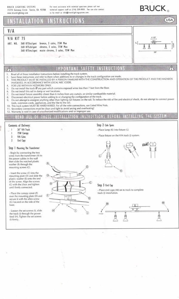 V/A Kit 26 utilizes Bruck versatile 26" track system 360075CH