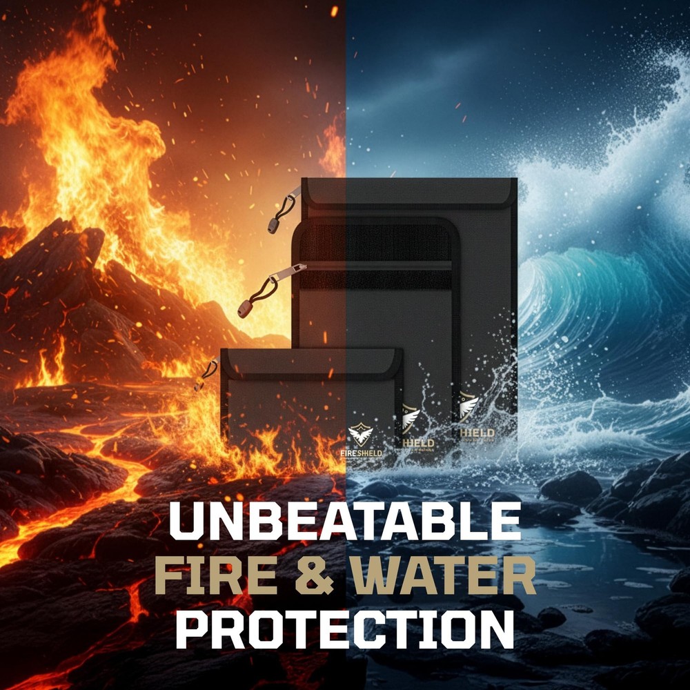 FIRESHIELD PRO Upgraded 2000°F Fireproof Small, Medium, Large, Matte Black