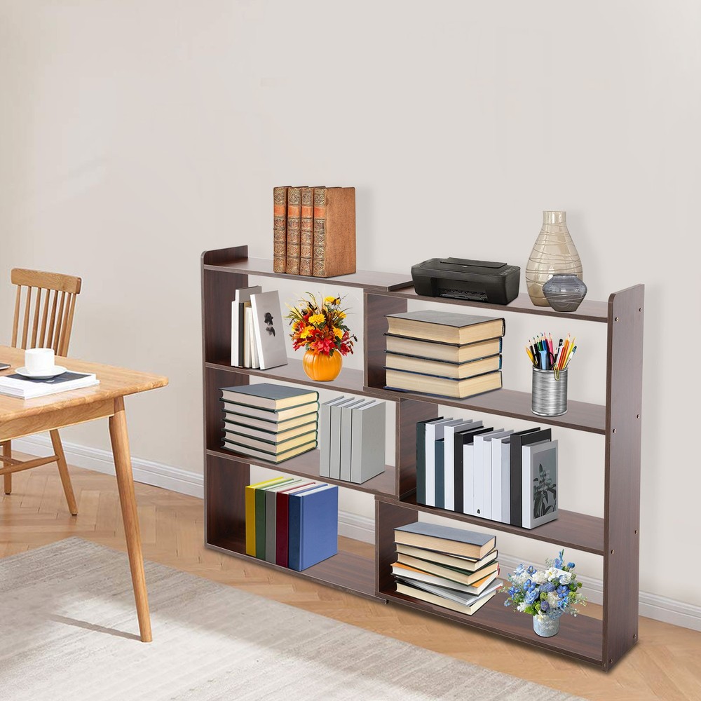 3-Tier Expandable Bookcase Open Storage Shelf Retractable Book Storage Rack