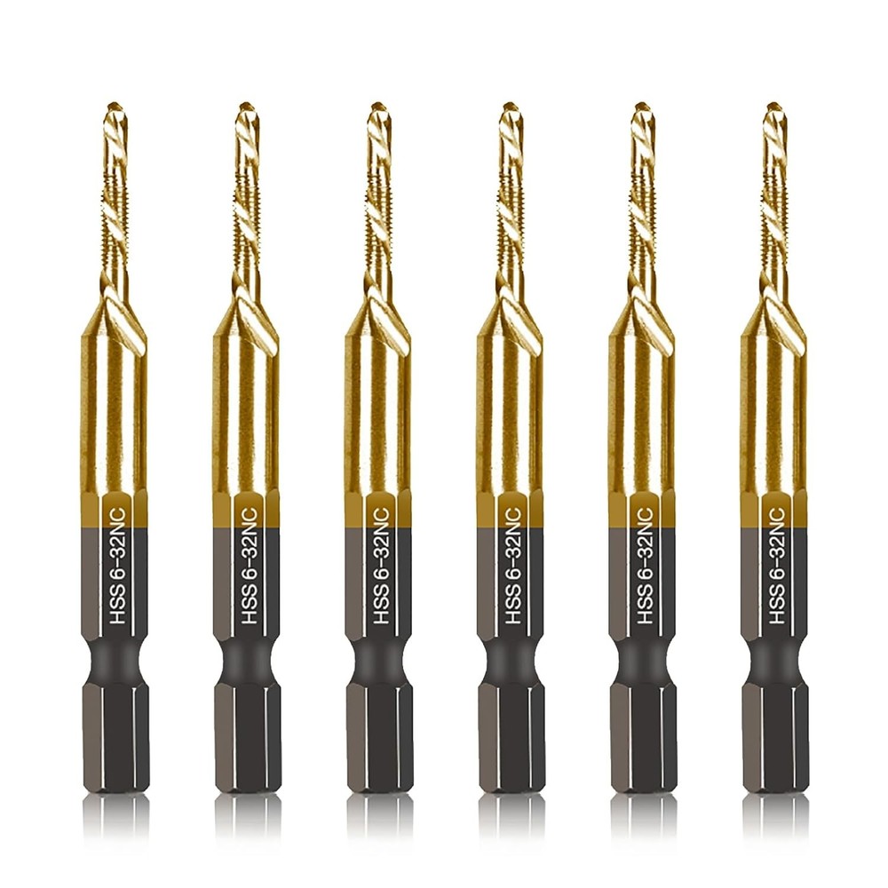 6-pc 6-32NC Combination Drill Tap Bit Set SAE, Thread 6 Pcs