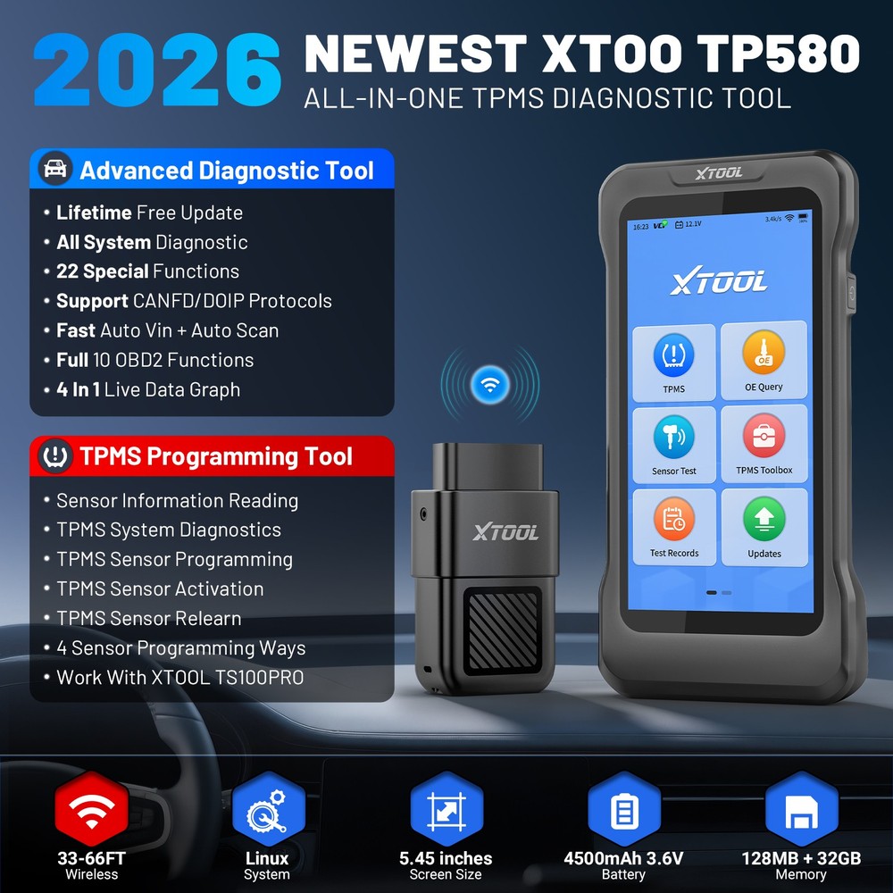 XTOOL TP580 TPMS TS100 Programming Tool All System Diagnostic Scanner 22+ Resets
