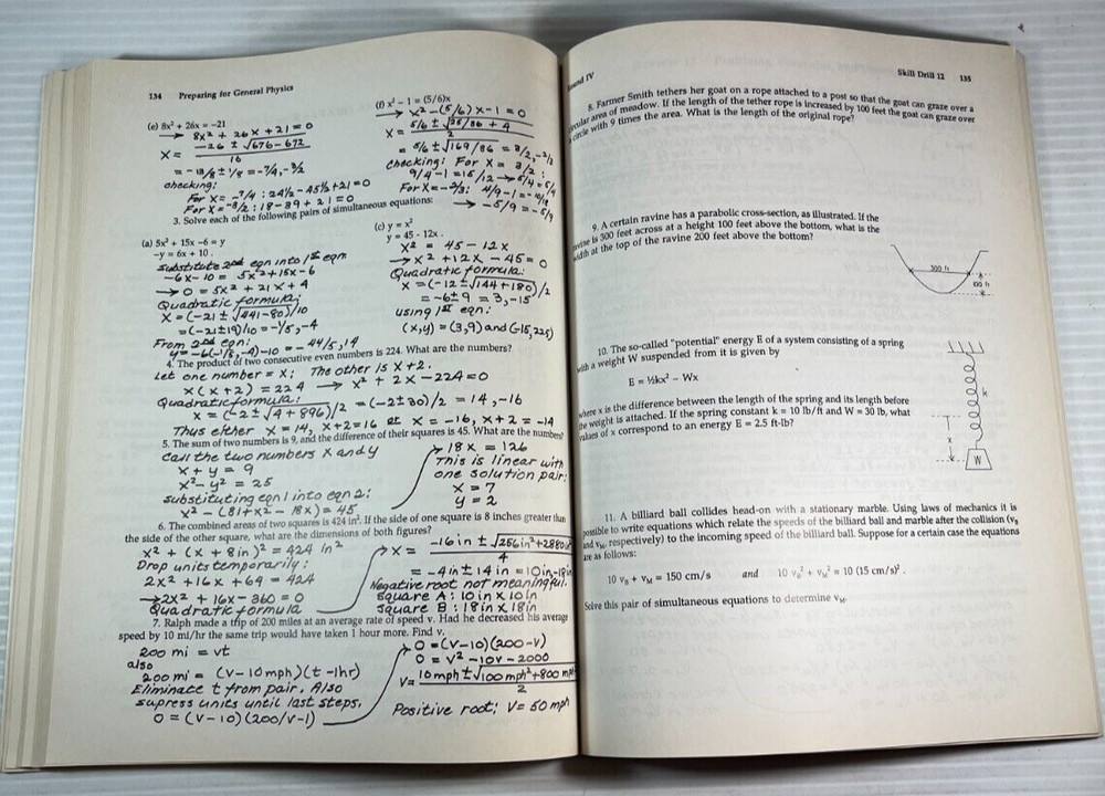 Preparing for General Physics Math Skill Drills and Other Useful Help 1992 USED