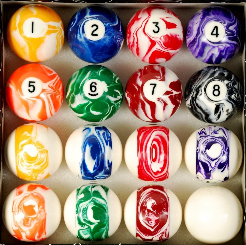 Professional Grade Pool Ball Set - Marble Finish