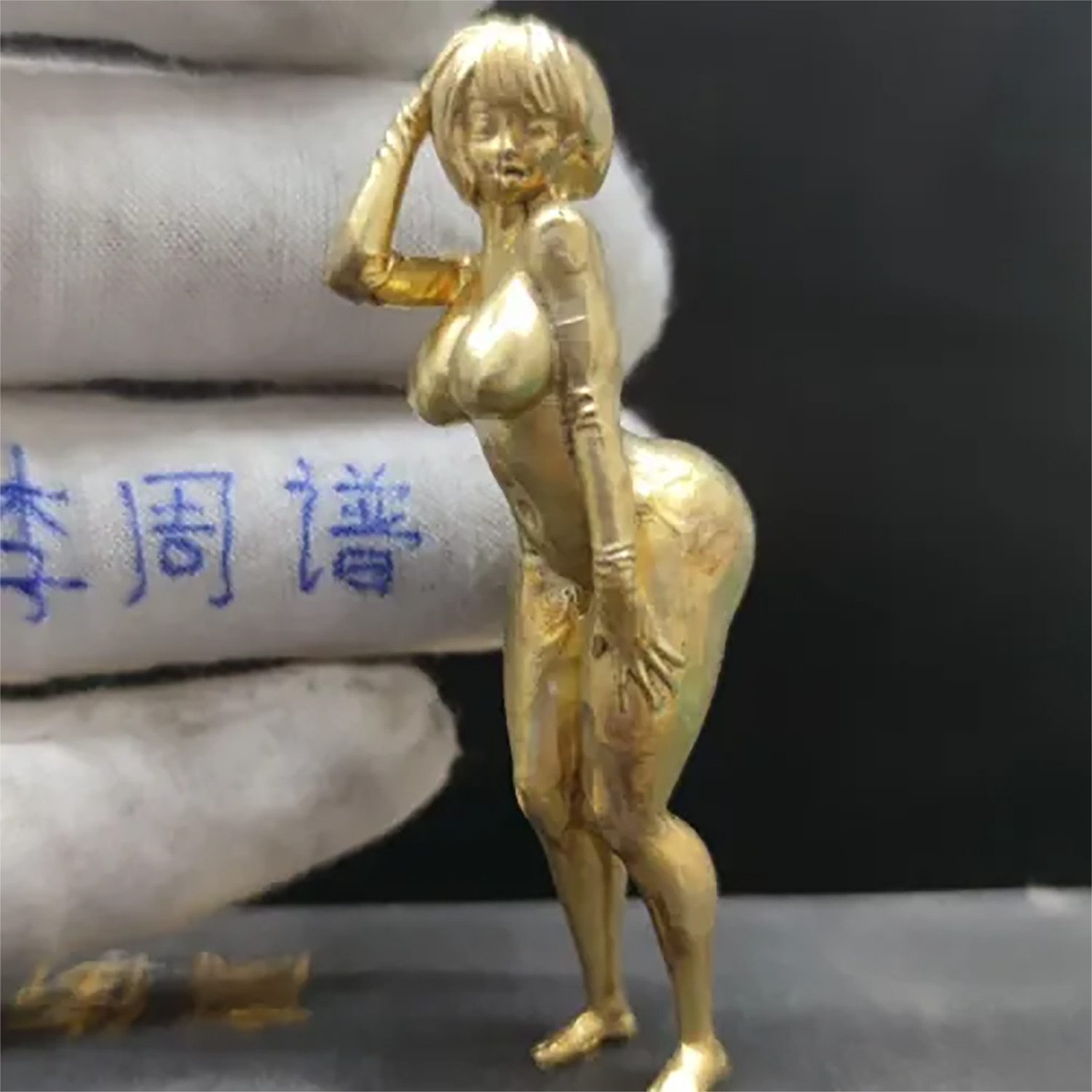 Yellow Solid Bronze Handicraft Nude Girl Fat Ass Body Model Statue Ornaments 1