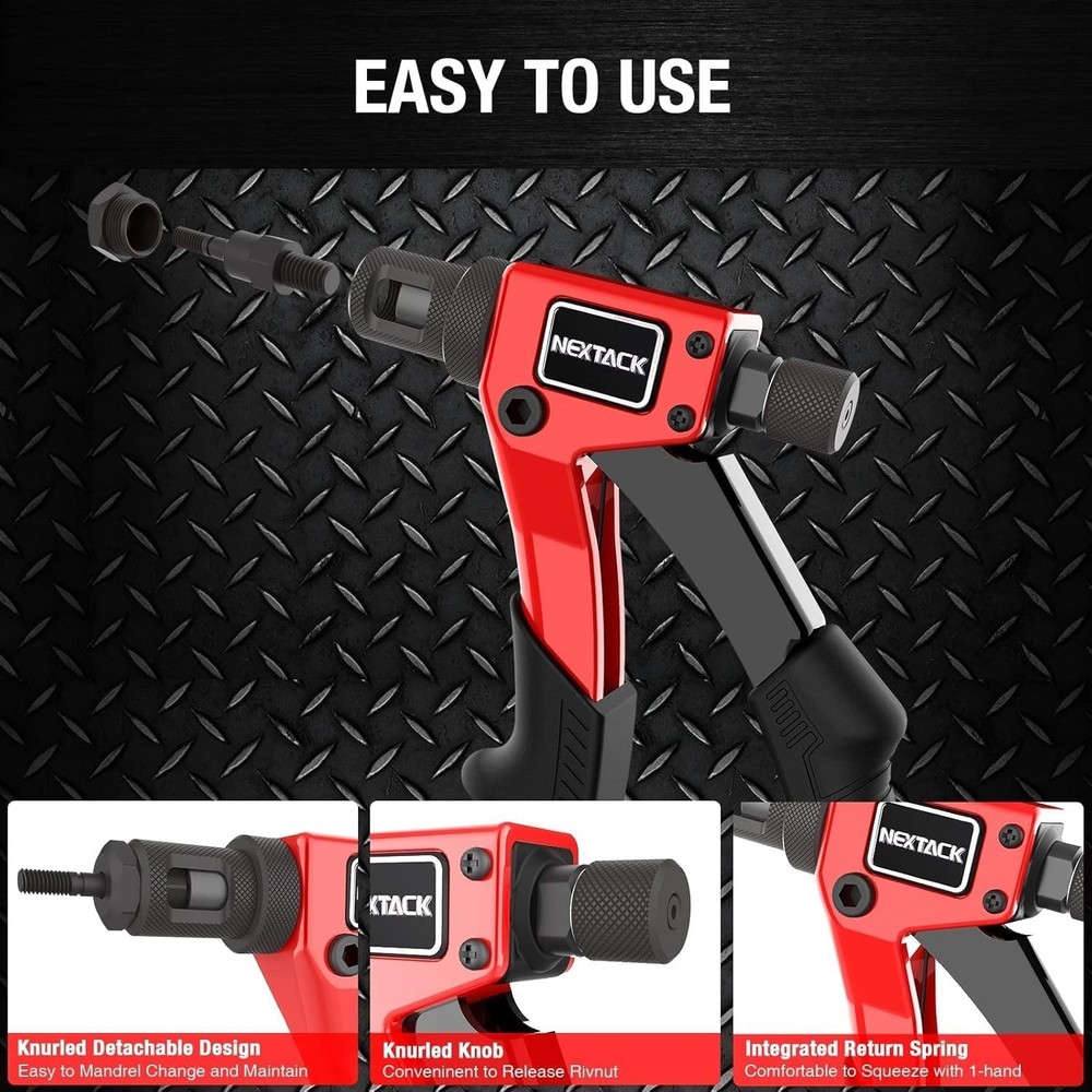 Rivet Gun Kit Tool Rivnut Thread Nut Setting Drill Bit Metric SAE Hand Riveting