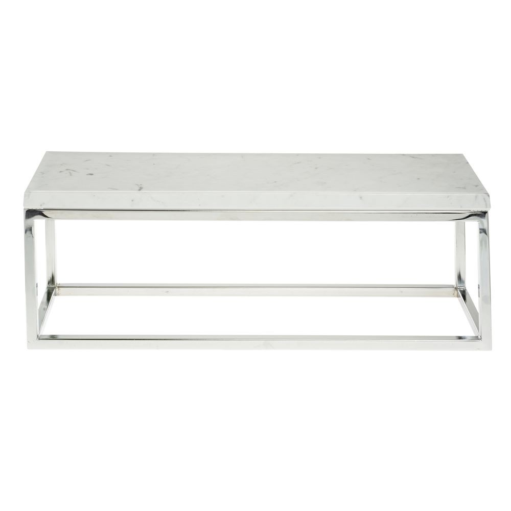 Hubert®  Large Rectangular Chrome Riser with Marble Top - 7"H