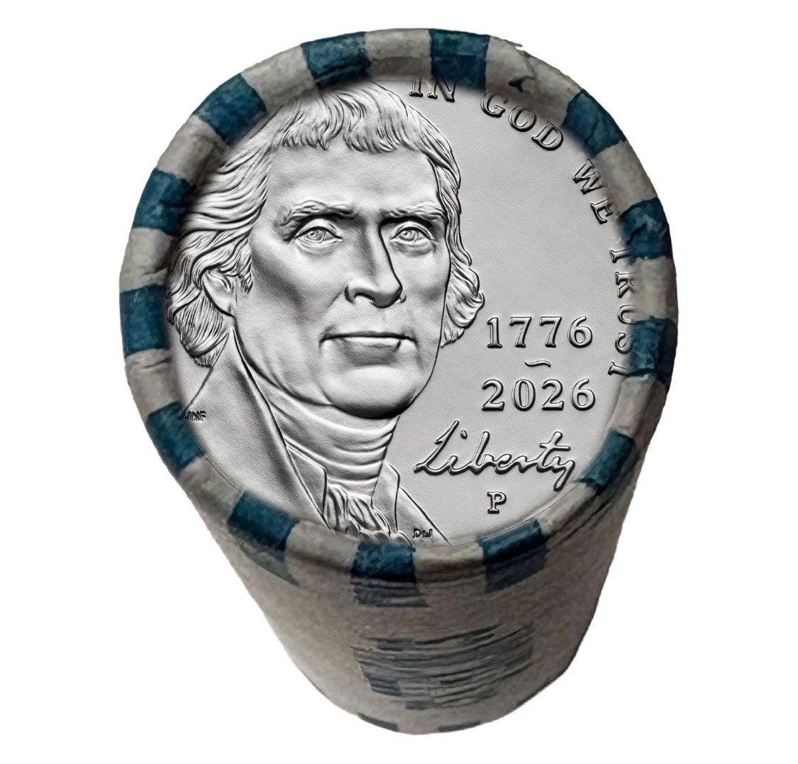 1776–2026 Jefferson Nickel Uncirculated $2 Roll P & D One Roll From Each Mint!!