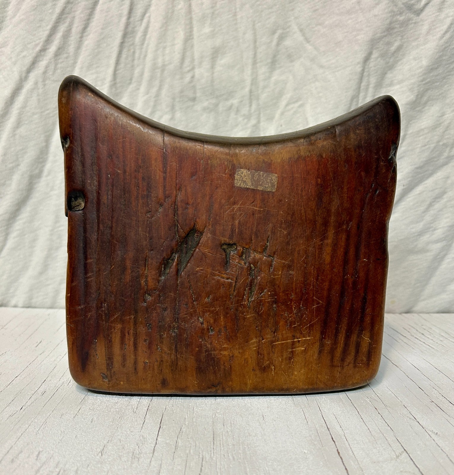 African Wooden Head Rest Pillow - Hand Carved - 7in X 8in X 2.5in - Good Patina