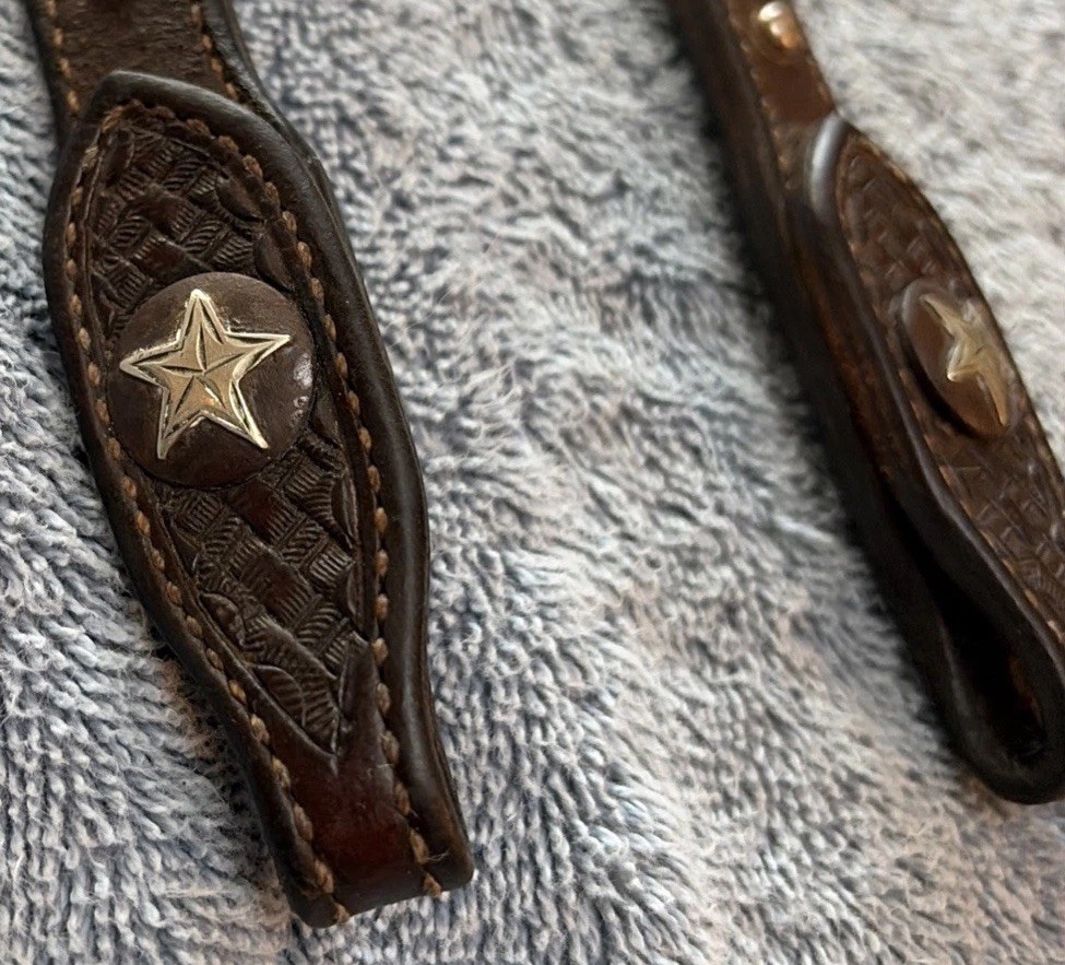 Vintage Style Headstall with Star Silver On On Rod Iron with Buttons Horse Tack