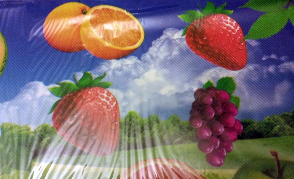 12 pc Thin Plastic Kitchen Set: 6 PLACEMATS & 6 COASTERS, APPLES & FRUITS