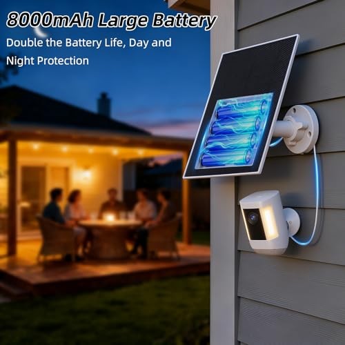 Pack Solar Panel for Ring Camera 8000mAh Battery 5W 5V Ring 2 with Battery