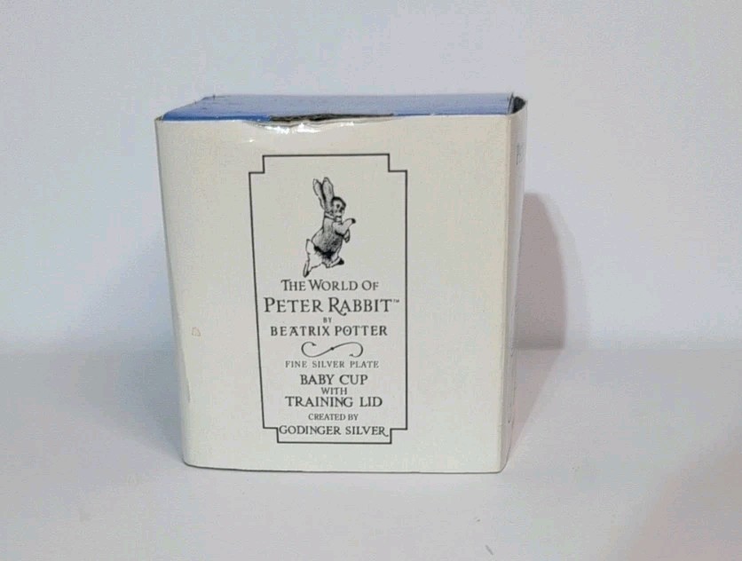 Beatrix Potter Peter Rabbit Silver Plated Baby Cup with Training Lid New In Box