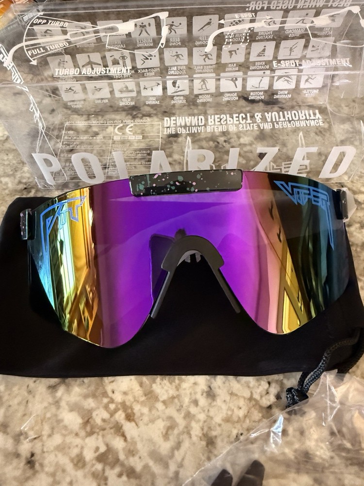 Pit Viper Cycling Sunglasses Polarized Multicolor Lens Black Shield
