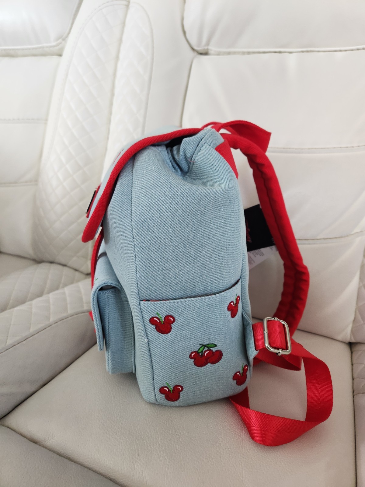 Loungefly Disney Mickey Mouse Cherries Denim Mini Backpack