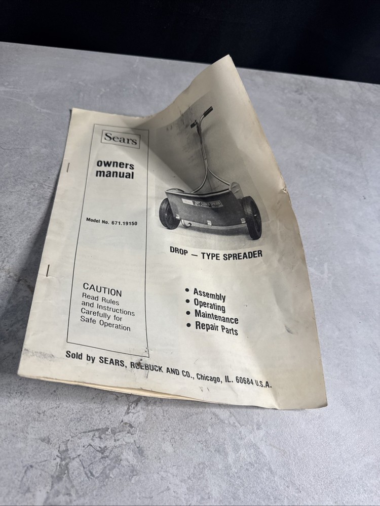 Vintage Sears - Drop Type Spreader Owners Manual C2