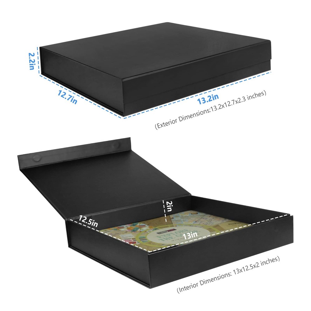 12x12 Scrapbook Storage Box for Scrapbooks, Papers and 1pack, Solid Black
