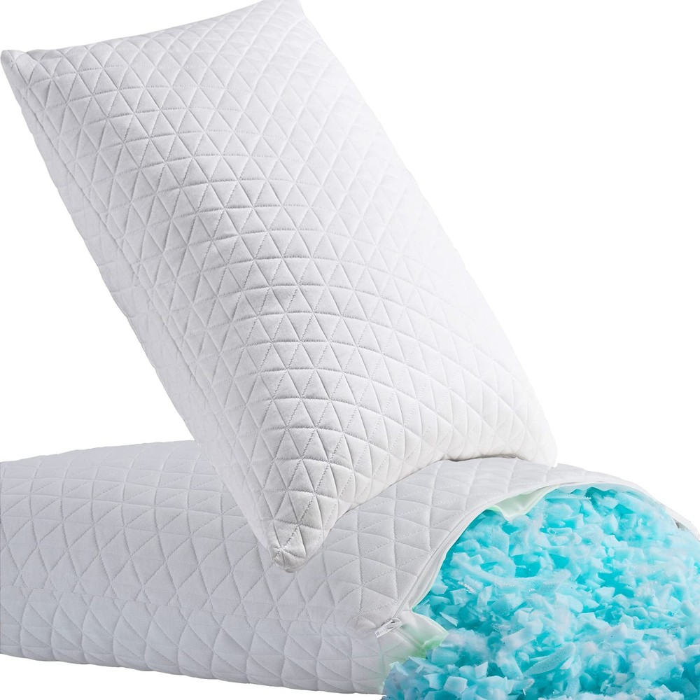 Memory Foam Pillows King Size, Adjustable Cooling, 2 Pack, White