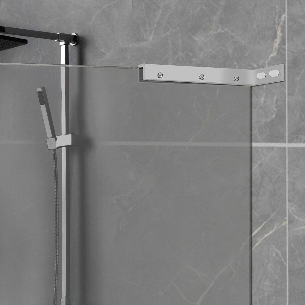 Glass Door L-Shape Stabilizing Bracket Glass Support Bracket Stabilizer Silver~