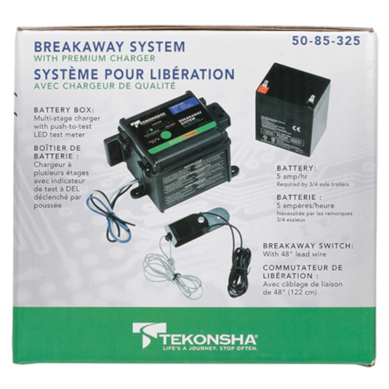 Tekonsha Breakaway System Fits 1 to 3 Axle Trailers w/Electric Brakes 5 Amp / Hr