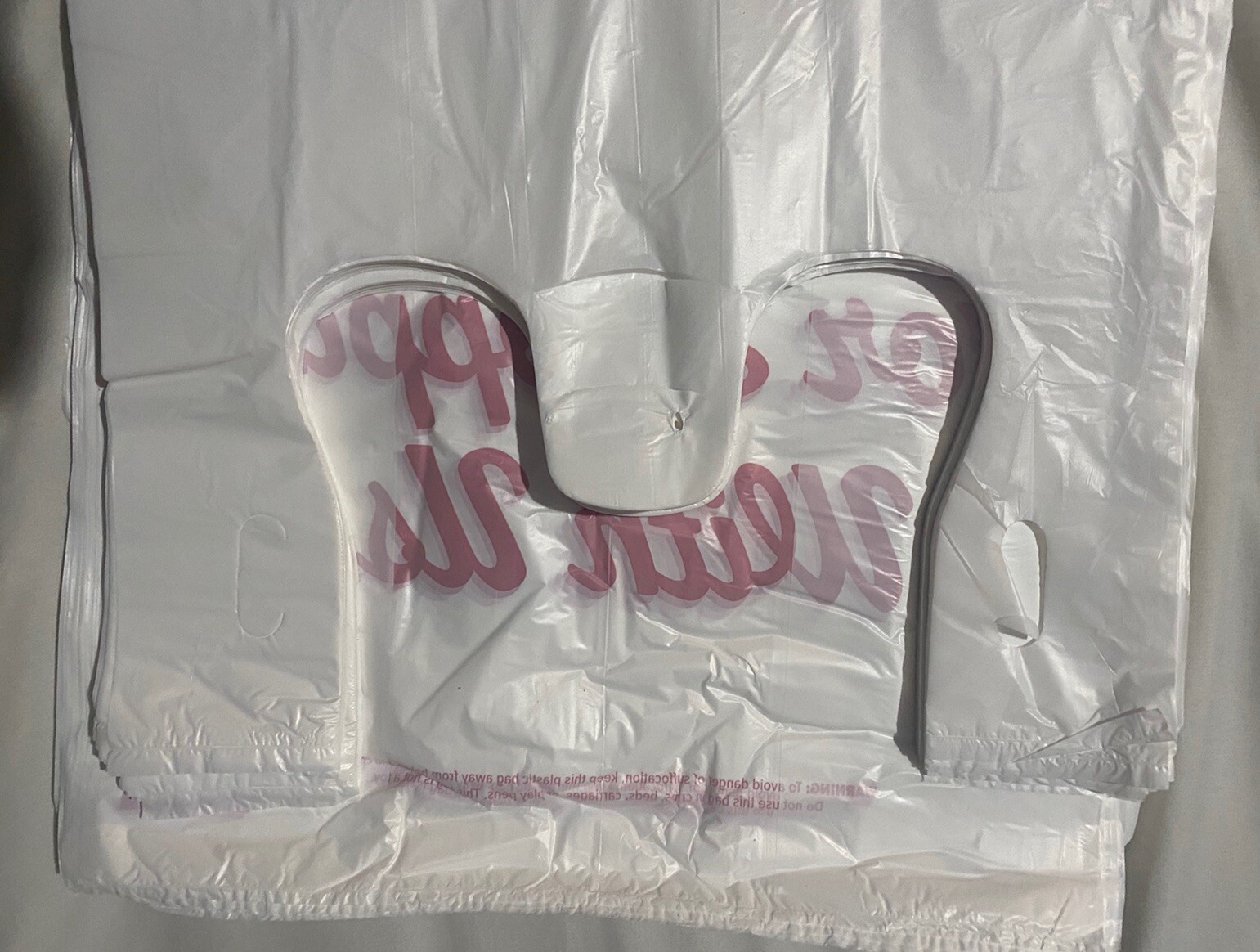 Bags 1/5 Large 23 x 13 x 8" Thank You" T-Shirt Plastic Grocery Shopping Bags