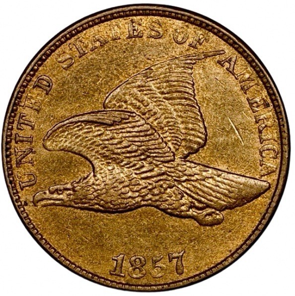 1857 FLYING EAGLE CENT CACG AU58