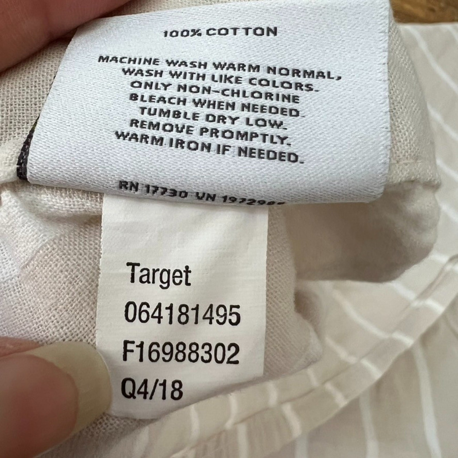 Threshold Shower Curtain Beige & White Striped 100% Cotton 67 x 68.5"