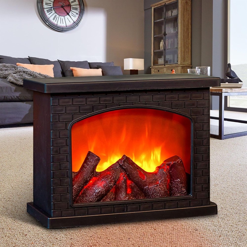 Portable LED Fireplace Lantern with Realistic Flame Effect - Battery Operated