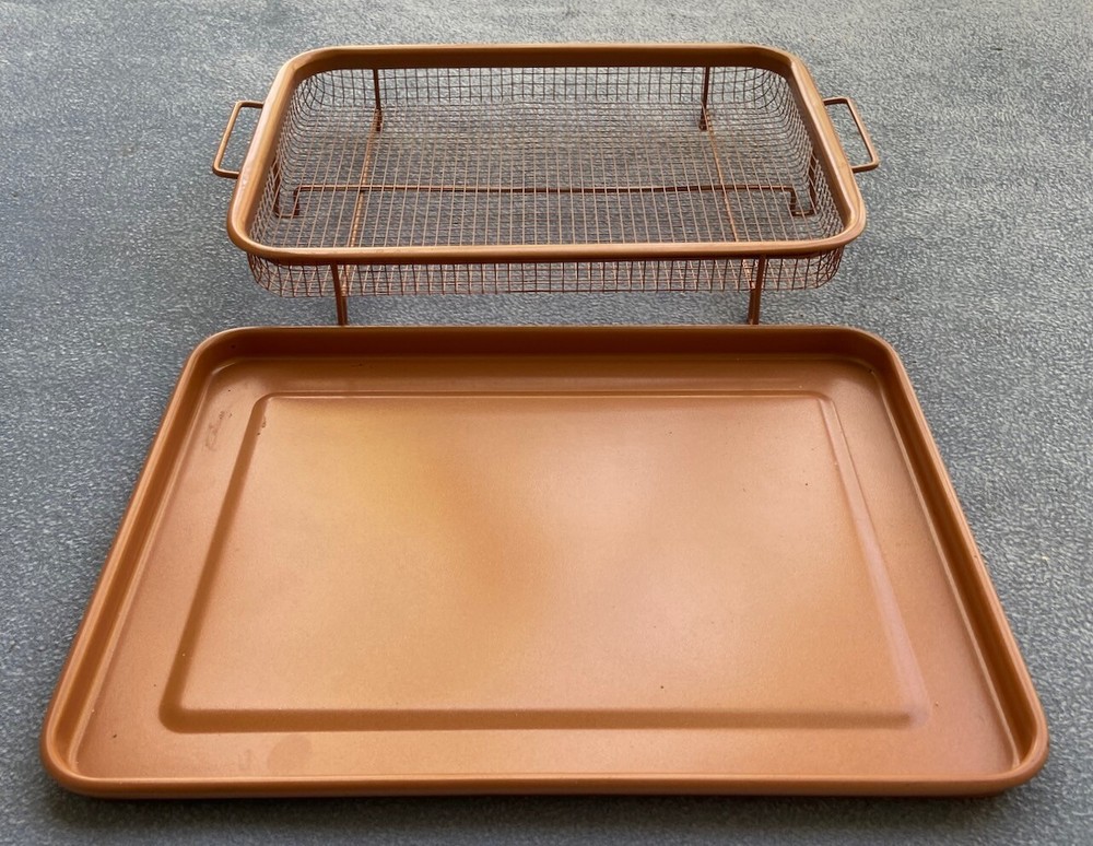 2 Pcs Copper Chef Crisper Basket with Baking Sheet Pan