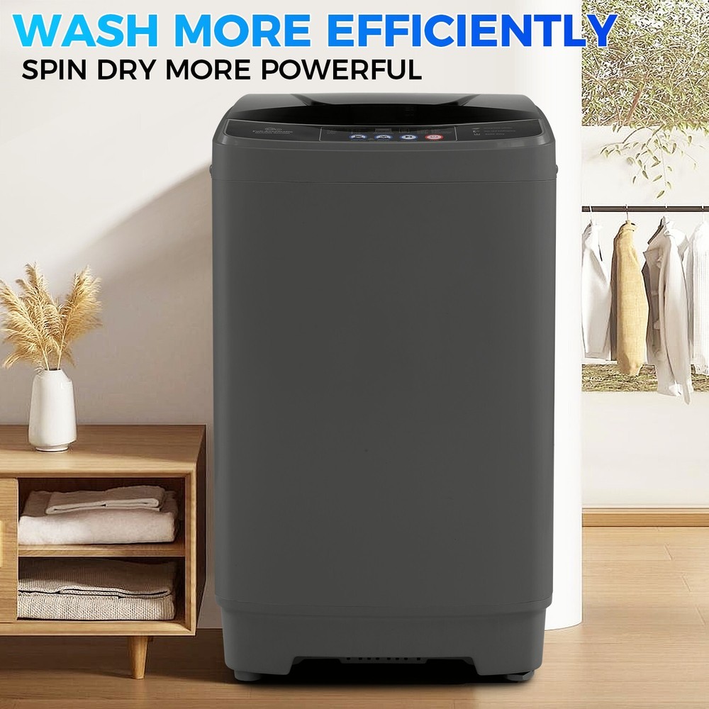 Washing Machine 15.6lbs Capacity Fully Automatic Compact Washer with Drain Pump