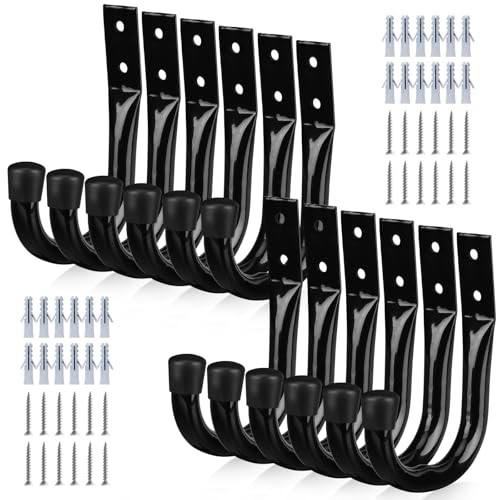 Heavy Duty Garage Storage Hooks, 12-piece Bike Hooks for Garage 12-Piece Black