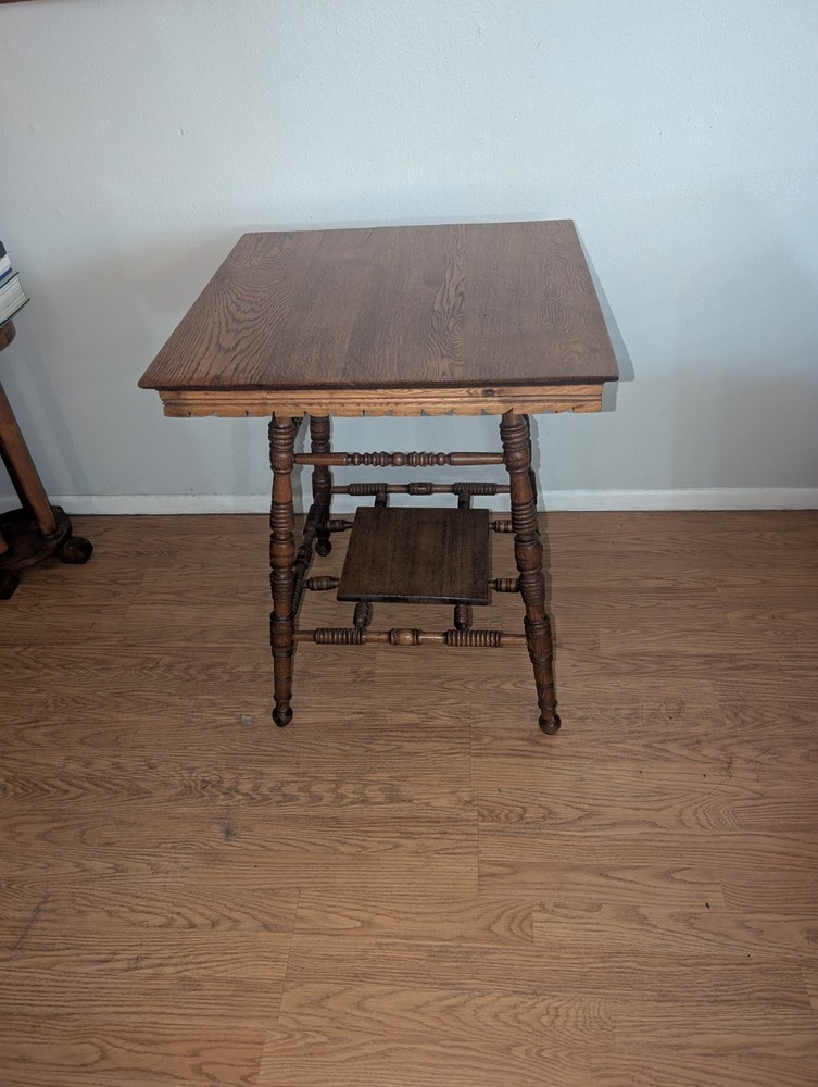 Antique Victorian Spindle Style Oak Accent Side Table