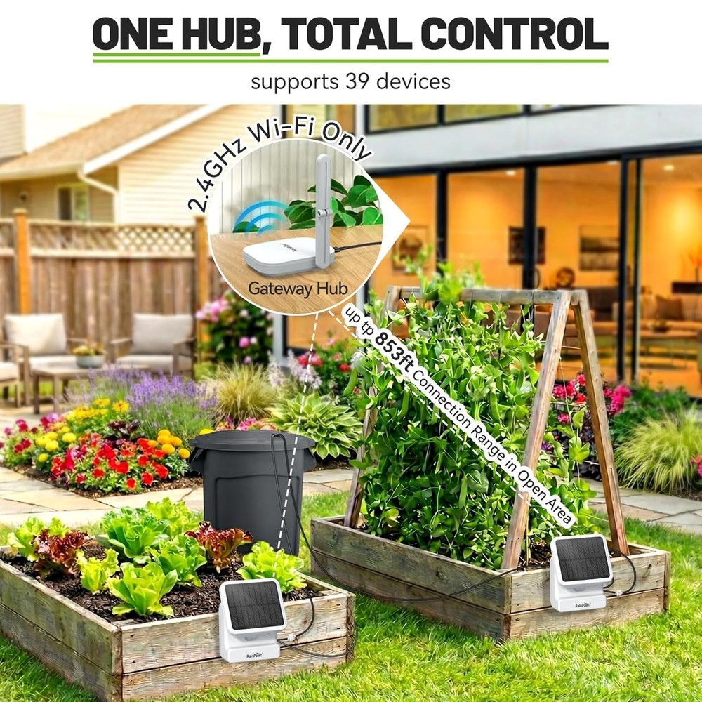 RAINPOINT Smart WiFi Solar Drip Irrigation Bundle 2x System + Expand Kit : NEW
