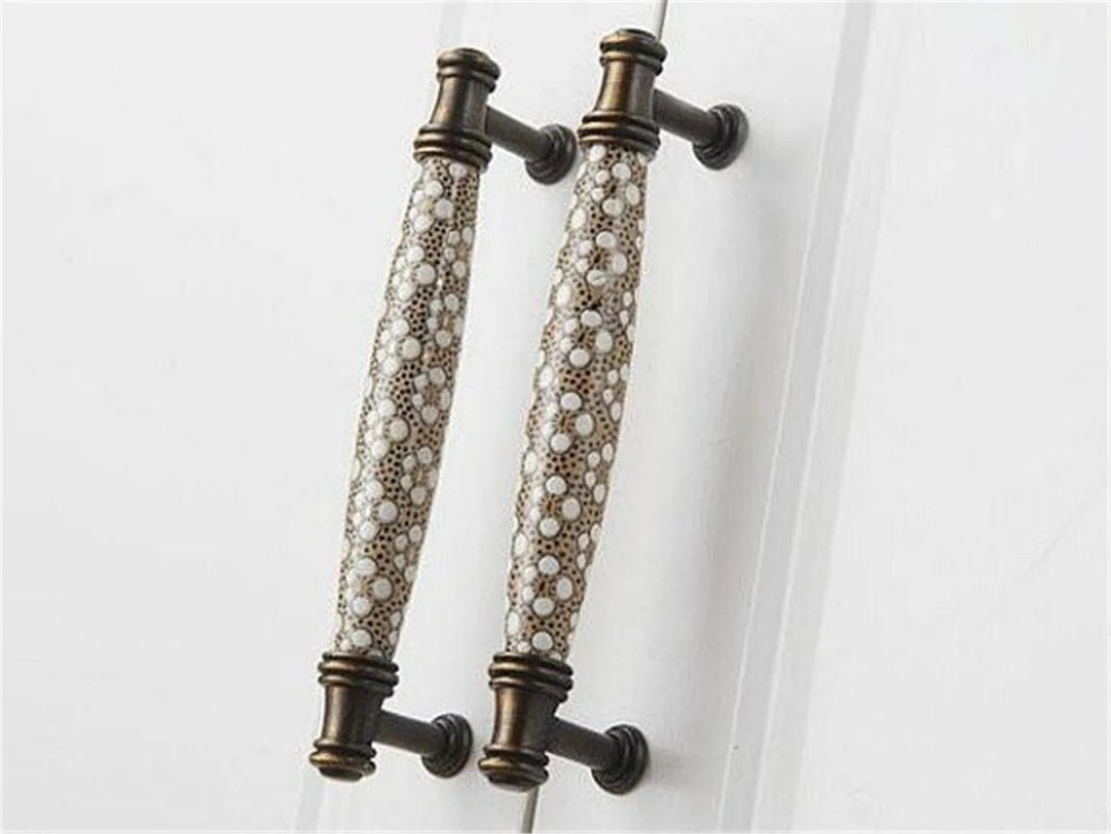 3.78'' 5'' Antique Bronze Classic floral print Ceramic Drawer Knobs Cabinet pull