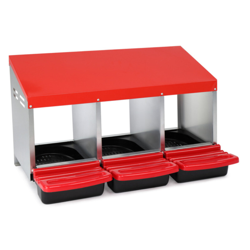 3 Compartment Roll Out Chicken Nesting Box with Plastic Basket Egg Nest Coop Box