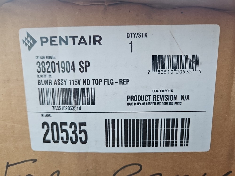 Pentair Blower Motor Assy 38201904 Sp