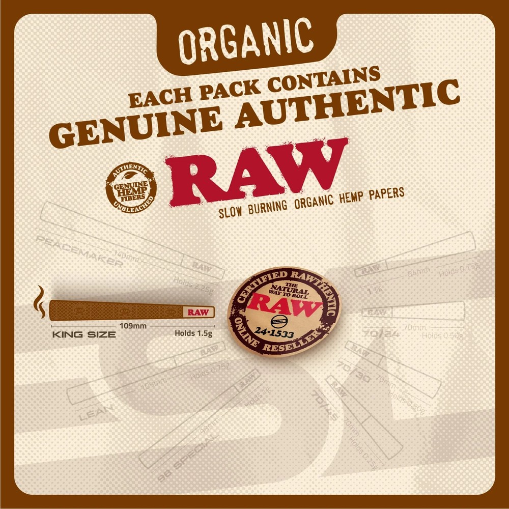 RAW Cones Organic King Size Pre-Rolled | 100 Pack