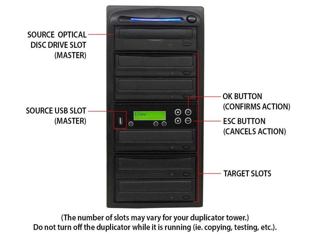 Produplicator USB Drive to 11 CD DVD Duplicator: Flash Memory to Disc Copier
