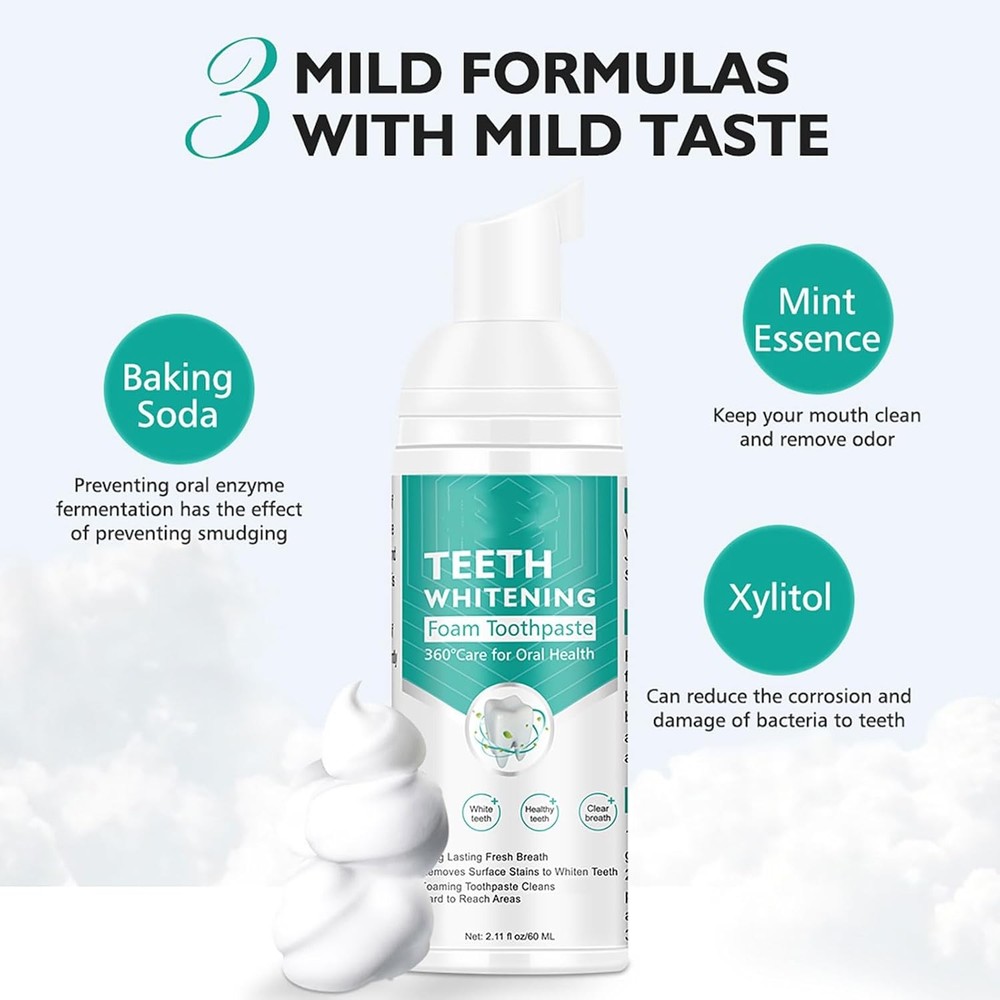 Foam Toothpaste 2PCS,Stain Removal for Sensitive Teeth,Teeth...