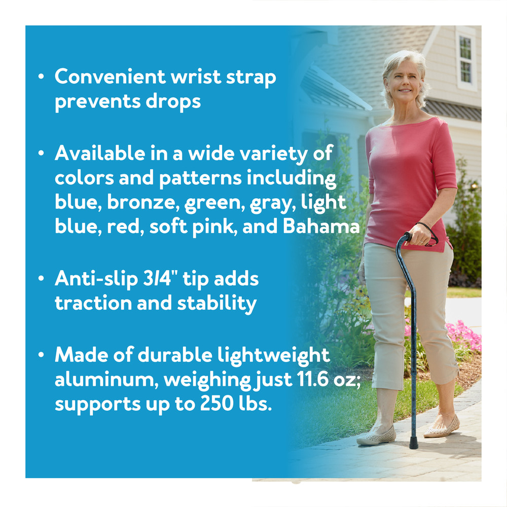 Adjustable Designer Walking Cane with Offset Handle for All Occasions, Blue,