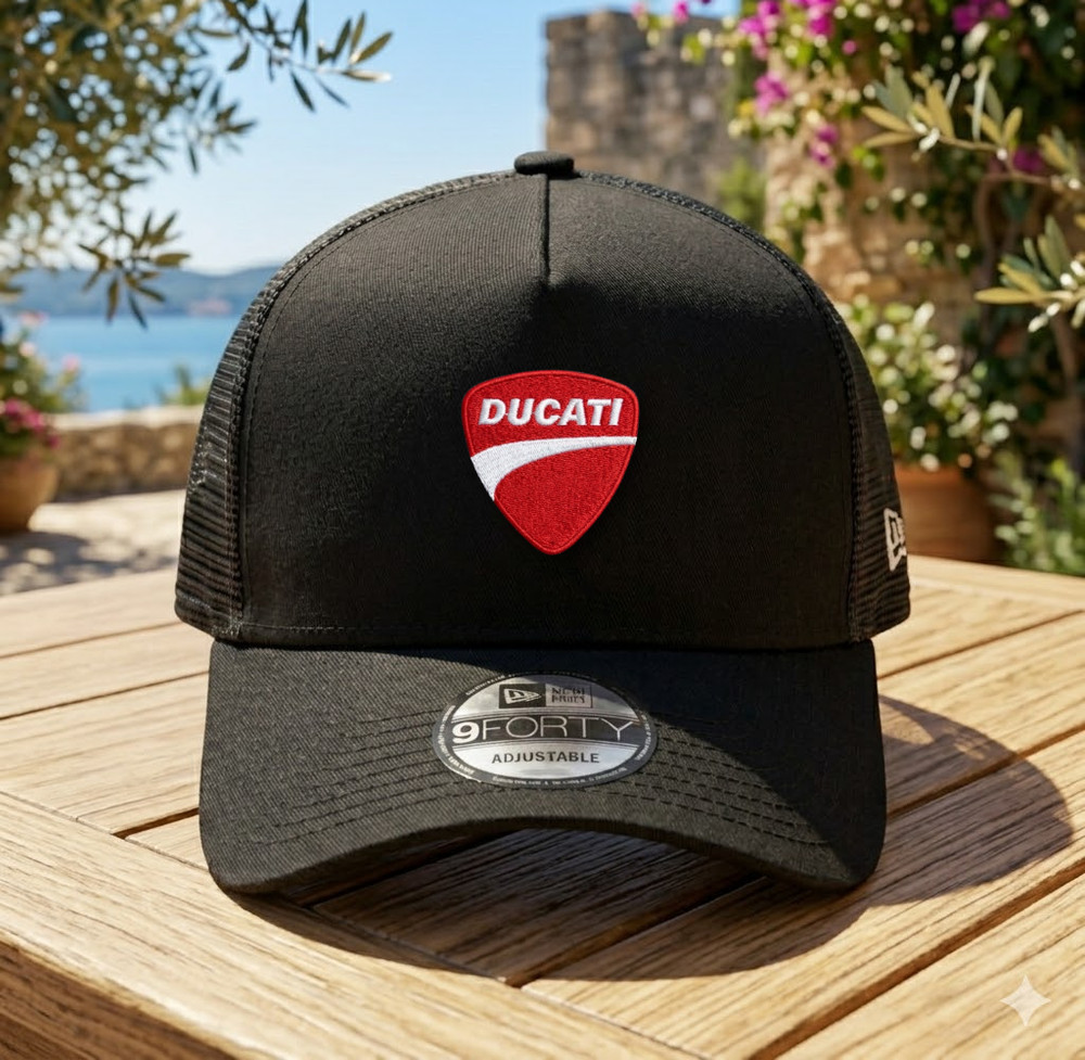 Ducati Logo Embroidered Trucker Hat Mesh Adjustable Snapback Cap