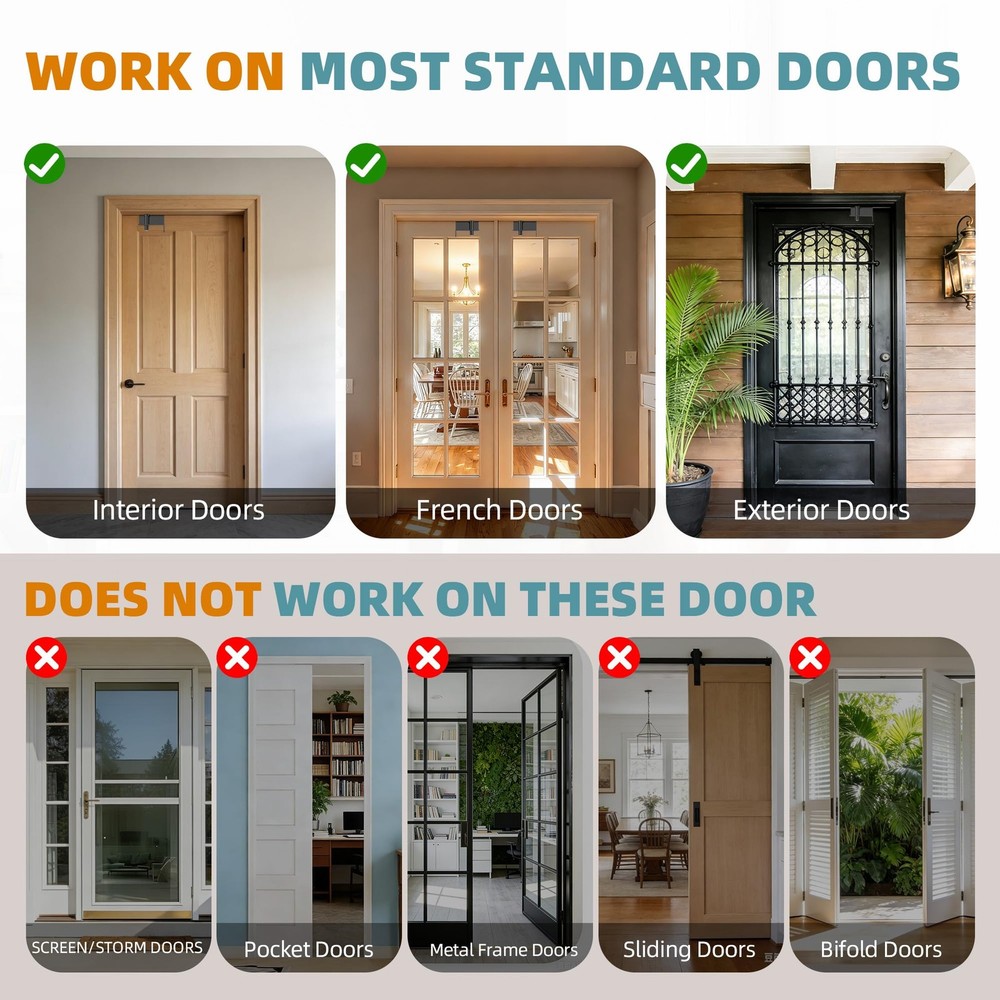 Adjustable Child Proof Door Top Lock with Ergonomic Grip, 2MM Thick Solid Ste...