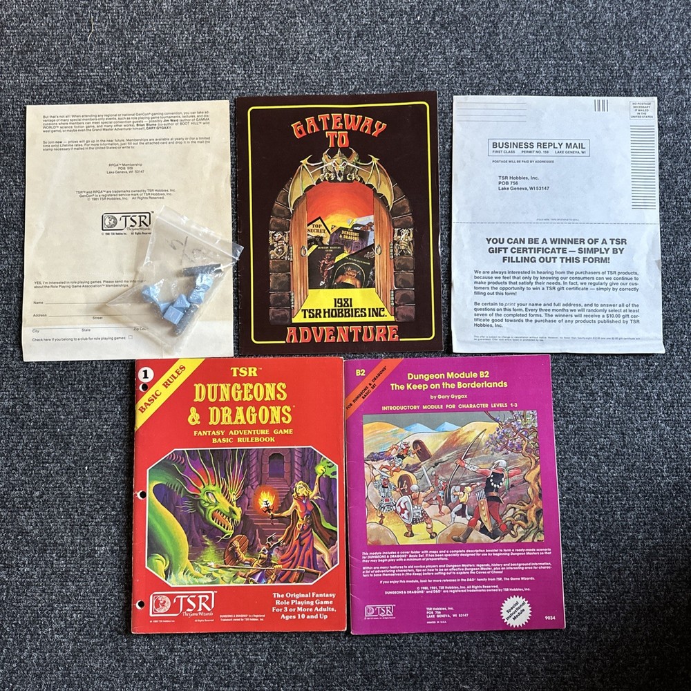 Dungeons and Dragons D&D Basic Set BOXED Including Original Dice Vintage TSR 🟡