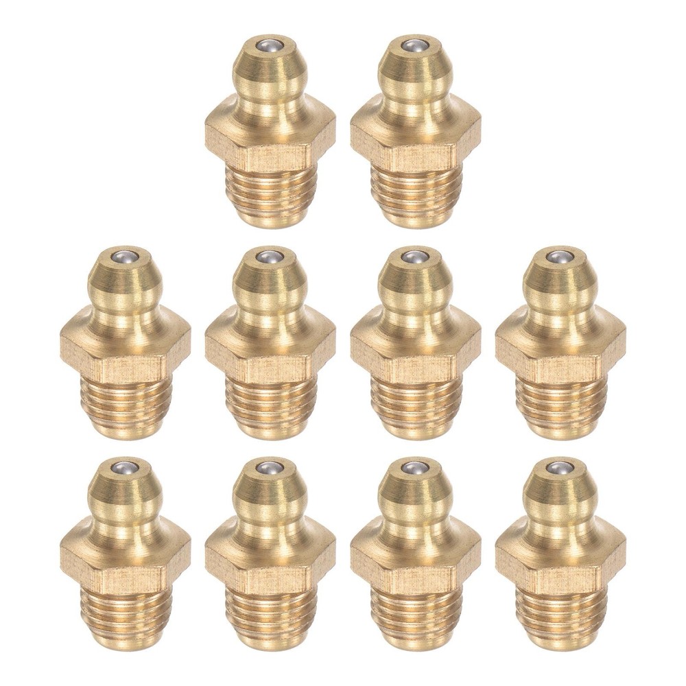 Brass Hydraulic Grease Fitting Assortment 5/16"-24 Thread 10mm Width 10Pcs